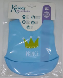 PROMOCJA Śliniak silikonowy z kieszonką Kiokids Niebieski 