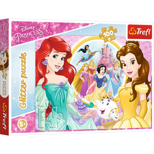 Trefl Puzzle Glitter Disney Princess "Wspomnienia Belli i Arielki" 100 elementów