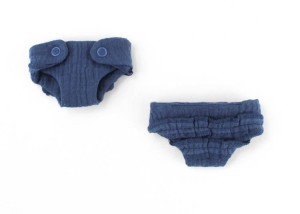 Zestaw Pieluszek Muślinowych z Falbanką Navy Blue dla lalki Miniland- rozmiar 21 