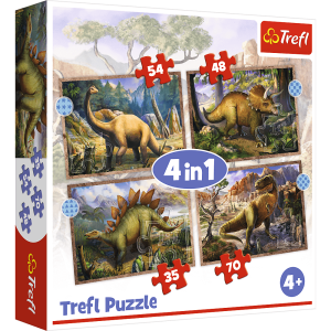 Trefl  Puzzle 4 w 1 Ciekawe dinozaury