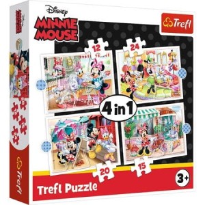 Trefl  Puzzle 4 w 1 Minnie z przyjaciółmi