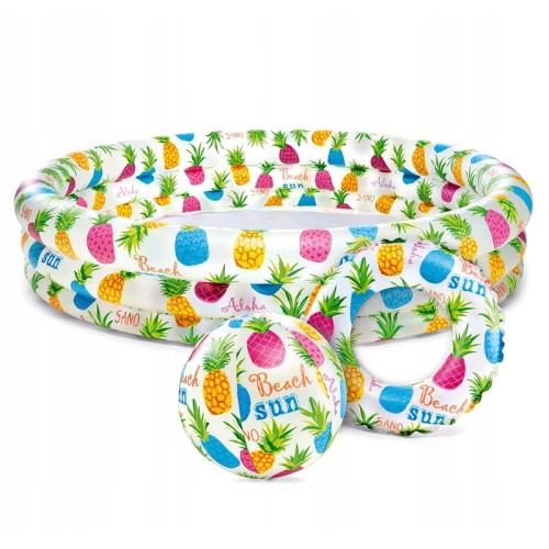 INTEX Basen dmuchany 132 x 28cm + koło do pływania + piłka ANANASY
