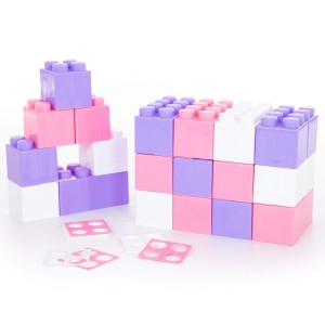 WADER Klocki XXL Cegły + łączniki 24 elementy  Różowy 