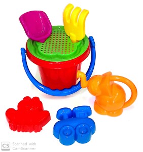 Zestaw do piasku SŁONIK  z KONEWKĄ Wiaderko Grabki Łopatka Foremki  7 elementów