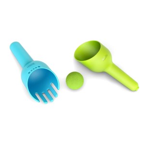 BiBio RakBi zestaw do piasku Łopatka, grabki i piłka bioplastik Turkus