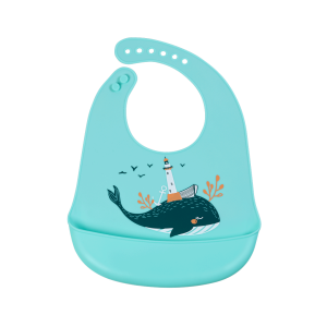 Simed Śliniak silikonowy z kieszonką - Wieloryb