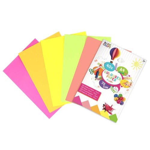Kolorowy papier fluorescencyjny 40 arkuszy
