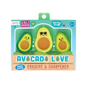 Ooly Gumki i Temperówka - Avocado Love - Zestaw 3 szt.