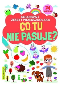 Kolorowy zeszyt przedszkolaka z naklejkami. Co tu nie pasuje?