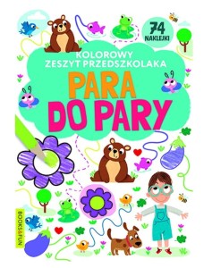 Kolorowy zeszyt przedszkolaka z naklejkami. Para do pary