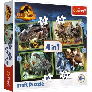 Trefl Puzzle Groźne dinozaury 4w1