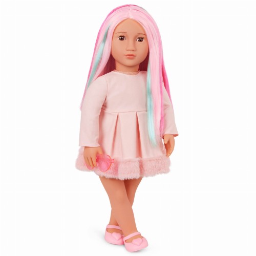Our Generation Lalka ROSA 46cm – RÓŻOWE proste WŁOSY z pasemkami