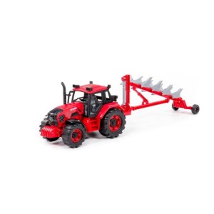 Traktor Belarus z pługiem czerwony w pudełku  - Polesie Wader Promocja