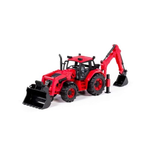 Traktor "Belarus" z ładowarką i koparką czerwony w pudełku - Wader Polesie