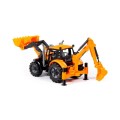 Traktor "Progress" z ładowarką i koparką pomarańczowy w pudełku