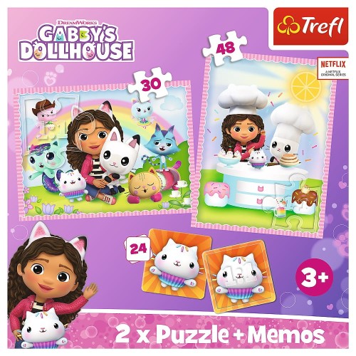 Trefl Puzzle 2 w 1 + memos Gabi z kocim przyjacielem