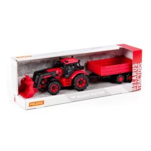 Wader  Traktor  "Belarus" z ładowarką i przyczepą Czerwony