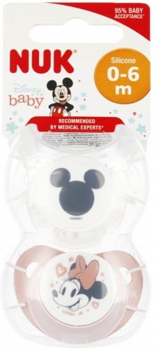 NUK Smoczek uspokajający silikonowy 0-6m Disney Myszka Minnie 2szt różowy