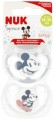 NUK Smoczek uspokajający silikonowy 18-36m Space Disney Myszka Miki 2szt szary/biały