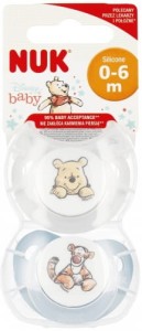 NUK Smoczek uspokajający silikonowy 0-6m Disney Kubuś Puchatek Tygrysek 2szt szary/niebieski