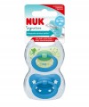 NUK Smoczek uspokajający silikonowy 6-18m Signature Niebieski 2szt