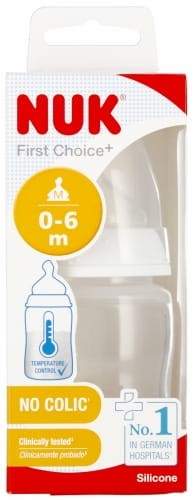NUK Butelka 150 ml smoczek silikonowy 0-6m First Choice+ Serca biała