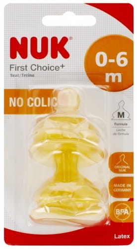 NUK Smoczek do butelki lateksowy 0-6m M First Choice+ 2szt