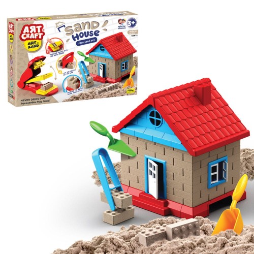 8693830036756 ART CRAFT Piasek kinetyczny Zestaw do produkcji cegieł z piasku DOMEK
