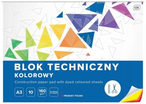 INTERDRUK Blok techniczny z kolorowymi kartkami A4, 10 kartek
