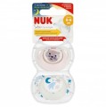 NUK Smoczek uspokajający silikonowy 0-6m Star Day&Night Kotek biały / róż 2szt