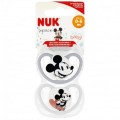 NUK Smoczek uspokajający silikonowy 0-6m Space Disney Myszka Miki 2szt szary/biały