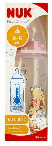 NUK Butelka 300 ml 0-6m First Choice+ Kubuś Puchatek róż