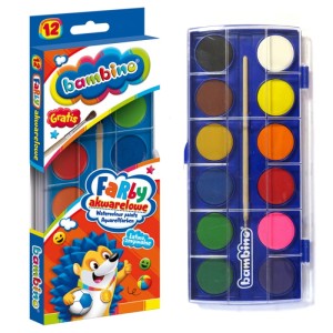 Farby akwarelowe 12 kolorów BAMBINO