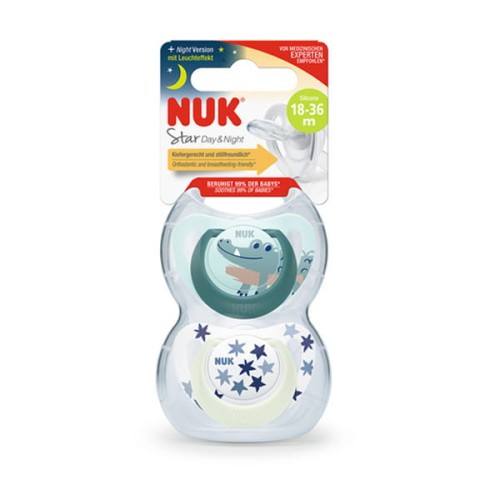 NUK STAR silikonowy SMOCZEK uspokajajacy 6 -18m  krokodyl gwiazdki 1.jpg