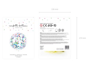 PartyDeco Balon  Transparentny z  konfetti