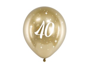 PartyDeco Balony Połysk 30cm Cyfra 40 Kolor ZŁOTY  6 szt