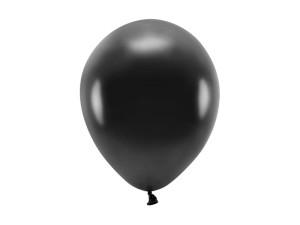 Balony eco 26cm metalizowane kolor CZARNY  100 szt PartyDeco