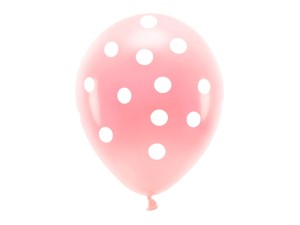 PartyDeco balony eco 33 cm pastelowe kropki jasny rozowy 1 op 6 szt