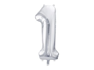 PartyDeco Balon Foliowy CYFRA 1 Srebrny 86cm