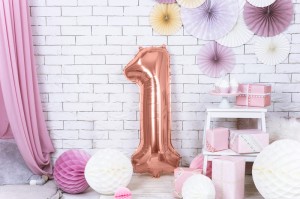 PartyDeco Balon Foliowy CYFRA 1  Różowe Złoto 86cm