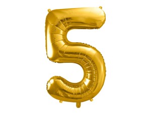 PartyDeco Balon Foliowy CYFRA 5 Złota 86cm