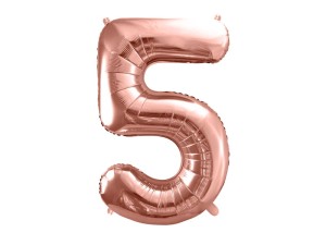 PartyDeco Balon Foliowy CYFRA 5 Różowe Złoto 86cm