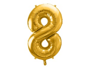 PartyDeco Balon Foliowy CYFRA 8 Złota 86cm