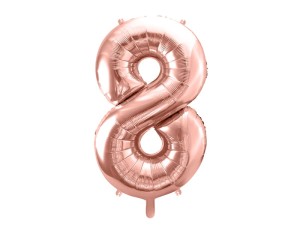 PartyDeco Balon Foliowy CYFRA 8 Różowe Złoto 86cm