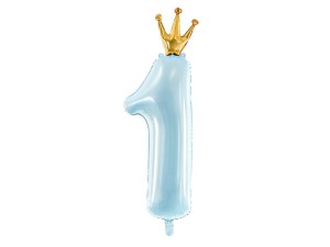 PartyDeco Balon Foliowy CYFRA 1 BŁĘKITNA 37x100 cm 