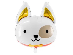 PartyDeco Balon Foliowy PIESEK 56x65 cm Biały