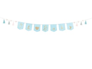 PartyDeco Baner OH BABY z Frędzlami 2,5 m BŁĘKITNY
