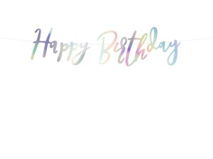 PartyDeco Baner HAPPY BIRTHDAY Opalizujacy 165x62cm