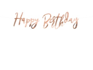 PartyDeco Baner HAPPY BIRTHDAY Różowe Złoto 16,5x62cm
