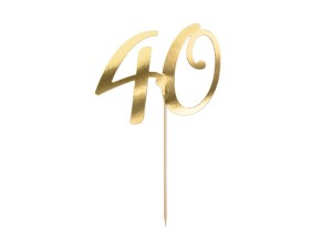 PartyDeco Topper na Tort CYFRA 40 Złota  20,5cm